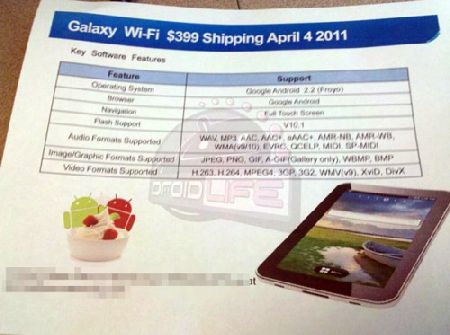 Планшет Samsung Galaxy Tab Wi-Fi прибудет в апреле дешевле 0