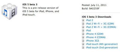 iOS 5 Beta 3   