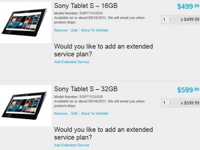  Sony Tablet S    16 