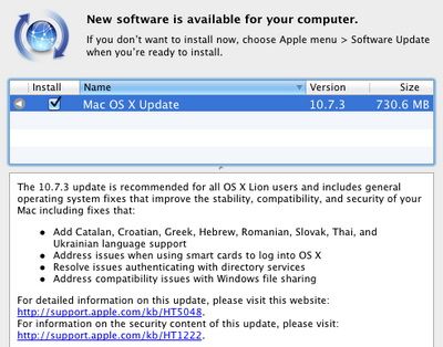 Apple  Mac OS X 10.7.3